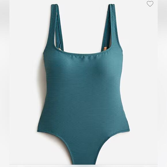 J. Crew Ribbed Square Neck One-Piece Swimsuit - Green - 24 NWT - Picture 12 of 12